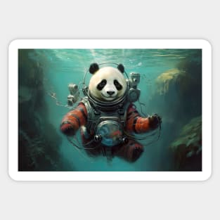 Ocean Explorer: Oil Painting Panda Diving Adventure Sticker